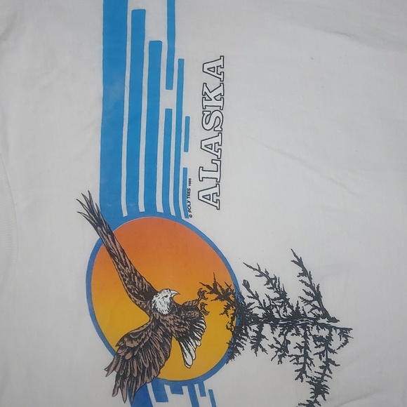 1985 Vintage Poly Tees Alaska Sz Small / Unisex / Single Stitch 80s Tee - Picture 3 of 3